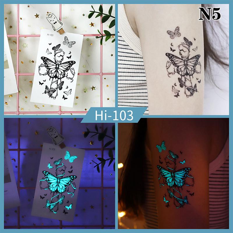 Светящаяся бабочка синяя светящаяся татуировка наклейка кемпинг водонепроницаемая временная татуировка перья одноразовая поддельная татуировка боди-арт