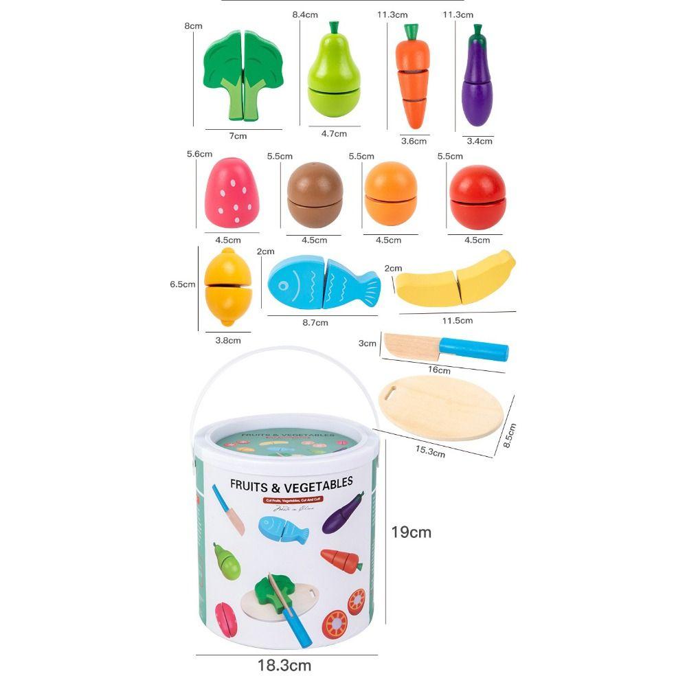 Wooden Wooden Pretend Toy Simulation Cutting Fruit Vegetable Set Fruit Cutting Toy  Children Play