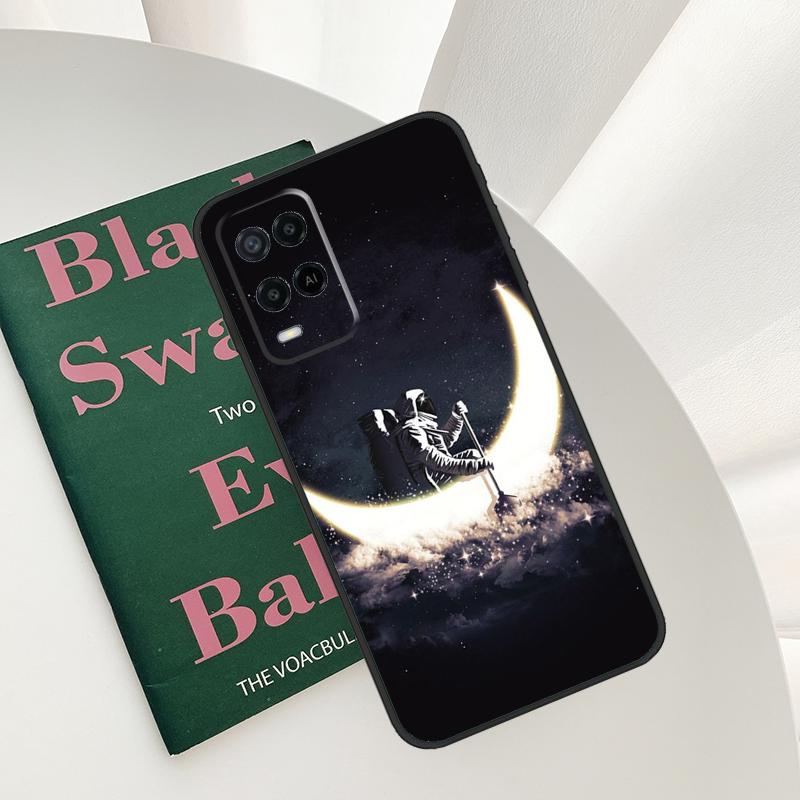 Moon Stars Space Astronaut Case For Oppo A54 A74 A94 A54S A57S A15 A16 A17 A52 A72 A76 A96 A58 A78 A98 A77 A5 A9 Cover