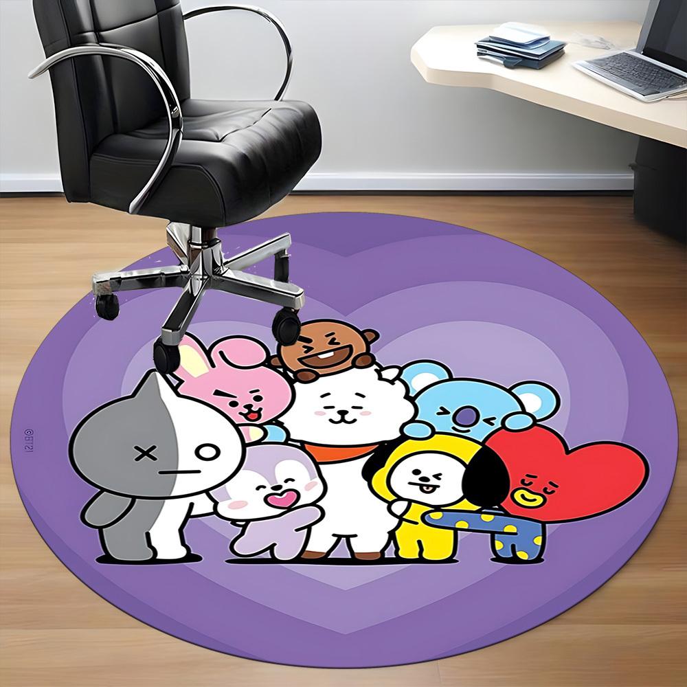 1pc BT21 Characters Chair Carpet for Office Non-Slip,Machine Washable Rug for Office, Room - Holiday Decor - Machine Made Yy251017249