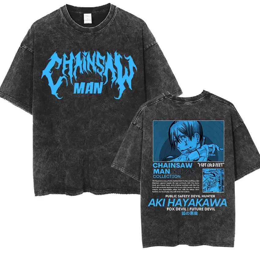 Anime Makima Chainsaw Print TShirt Men Women Hip Hop Oversized Short Sleeve T-Shirt Fashion High Quality Cotton Tees Streetwear