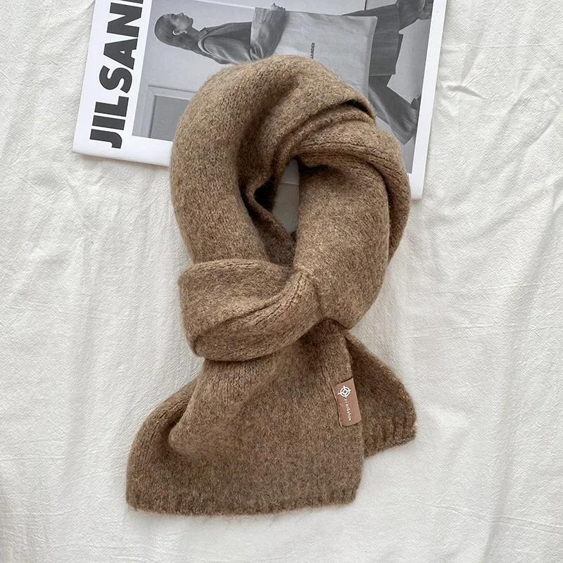 Fashion Cashmere Scarf Winter Warm Thick Comfortable Velvet Convenient Scarf Outdoor Keep Warm Solid Color Simple Scarf