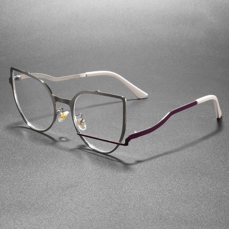 

Trendy Large Metal Frame Glasses with Anti-Blue Light Clear Lenses - Street Style Face-Slimming Design