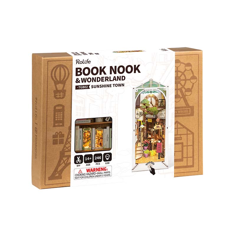 Robotime Rolife 3D Wooden DIY Miniature House Book Nook TGB02 Sunshine Town Assemble Toys Bookends for Dropshipping 101~500