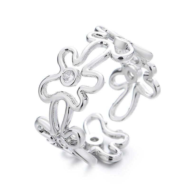 2026 Joint New Fanqi Flower-shaped Ring Fashionable Simple Open Women's Ring Fashionable Hollow Jewelry