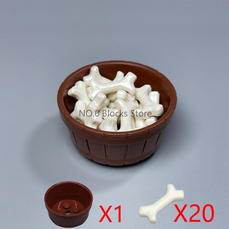 MOC City Scene Building Blocks Food Accessories Vegetable Fruit Shopping Cart Wine Bottle Toy