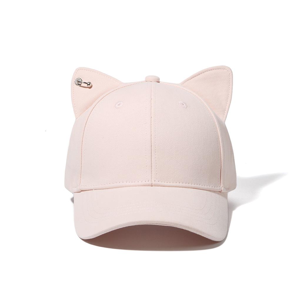 Hard top three-dimensional cat ears baseball cap cute and sweet age-reducing ring buckle hard top face small baseball cap with ears