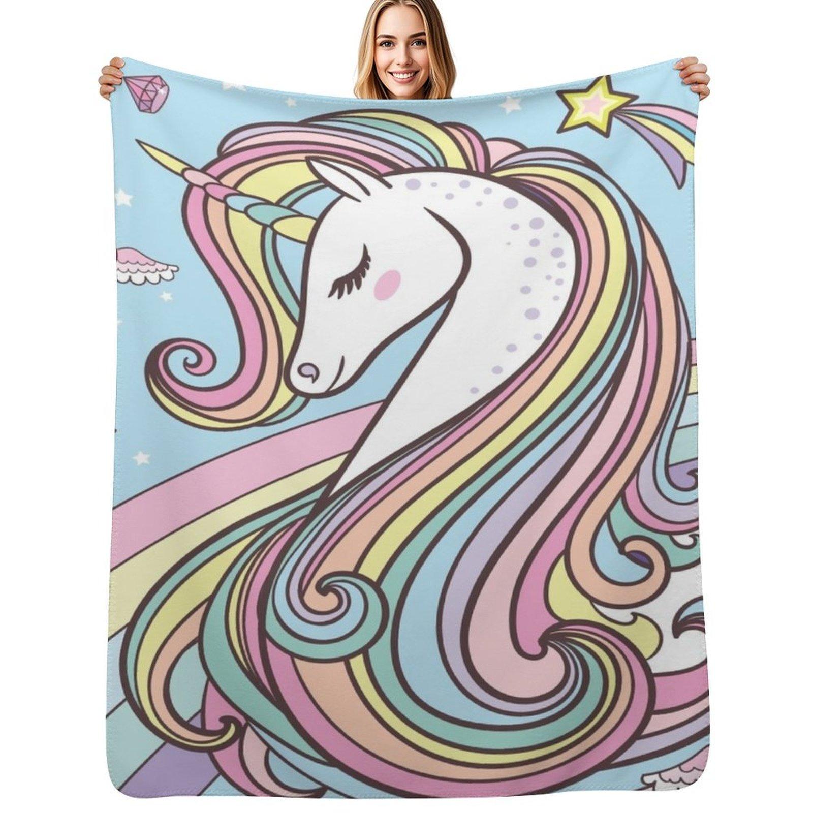 Unicorn Throw Blanket Warm Cozy Throw Blanket for Living Room Couch 102x76cm(40x30in)