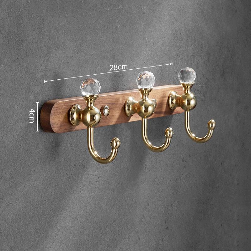 Brushed Gold/Black Bathroom Hook Walnut Wall Hanging Coat Hat Hook Row Hook Door Back Porch Row Hook Bathroom Hardware