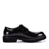 Men's British Style Patent Leather Derby Shoes - Formal Lace-up with Thick Sole & Round Toe
