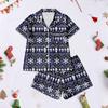 Women's Pajamas Fashion Two-Piece Shirt Shorts Set Soft Holiday Casual Clothing Set