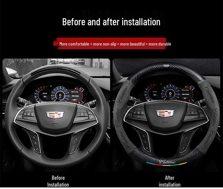 Cadillac Steering Wheel Cover for SRX/CT5/XTS/ATSL/XT5/XT6 - Alcantara & Carbon Fiber