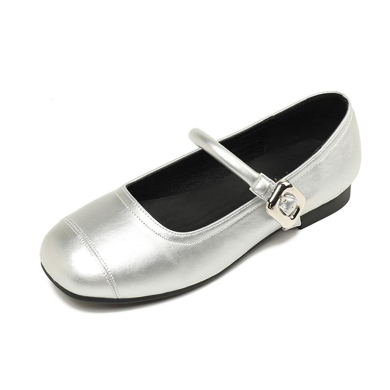 Fashion 2025 Silver Traf Mary Janes Women Shallow Square Toe Flats Ballet Shoes Ladies Girls Lolita Loafers Soft Cozy Barefoot Mocasines