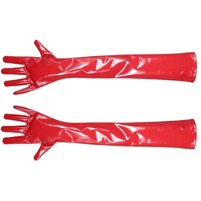 Women Long PU Leather Gloves Evening Party Costume PU Leather Cosplay Dress Accessories Halloween Gift