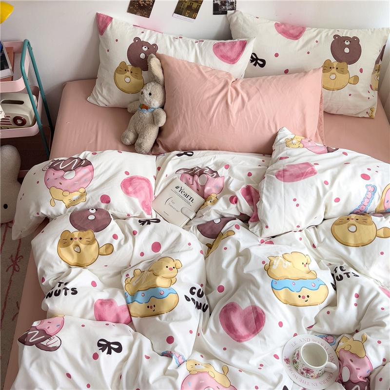 Set de lenjerie de pat 100% bumbac nor ultra-moale prietenos cu pielea set de 4 piese husă de plapumă respirabil clasa A textile de casă