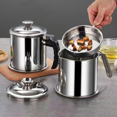 Recipiente de Filtro de Óleo de Aço Inoxidável 1.3L Grande Capacidade Jarra de Óleo de Cozinha com Malha Fina à Prova de Ferrugem Segura para Lava-louças Tanque de Óleo de Cozinha para Fritar