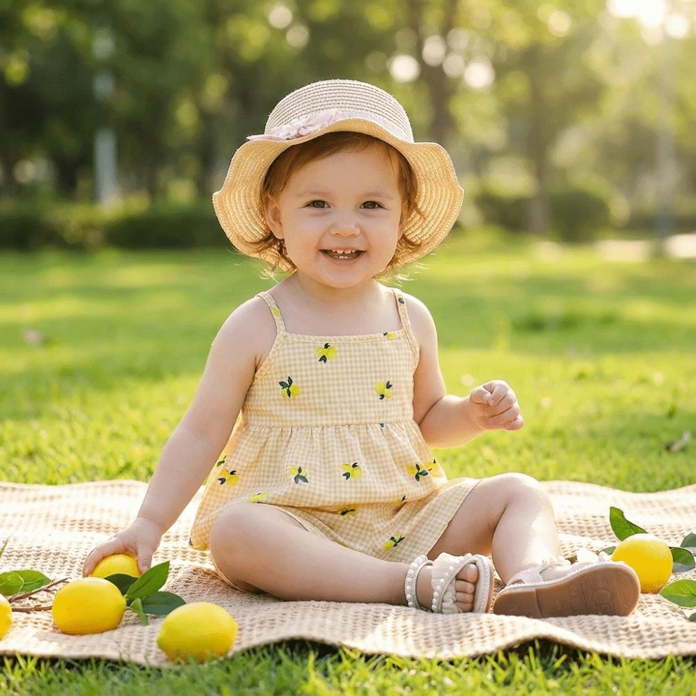 Peplum Hem Girls Two Piece Set Sleeveless Summer Clothes Kids Matching Set Casual Outings