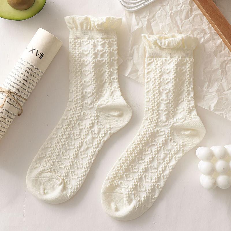 

Простые белые носки. Универсальные милые женские носки с бантом и маленькими цветами. Носки среднего размера. Kawaii Harajuku Jk Lolita. Хлопковые носки для девочек. as the picture