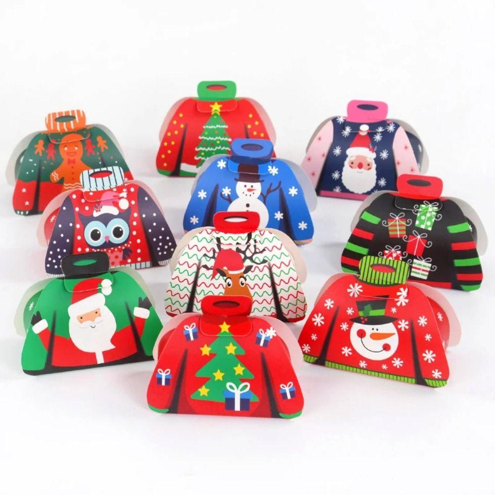 24PCS Assorted Design Christmas Candy Box Holiday Pattern Cartoon Sweater Box  Holiday Party Favor