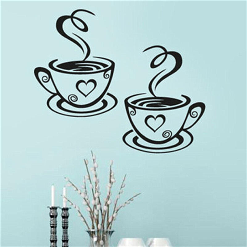 Kávové šálky Kavárna Čaj Samolepky na zeď Umění Vinylová nálepka Kuchyně Restaurace Hospoda Dekor