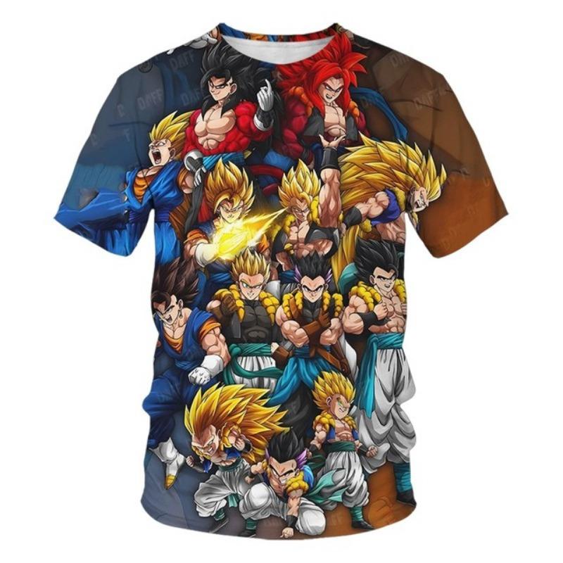 Men's 3D Printed Cartoon Tshirt Anime Dragon Ball Z Tshirt Summer Harajuku Men Goku Clothes Super Saiya Short Sleeve T-shirt