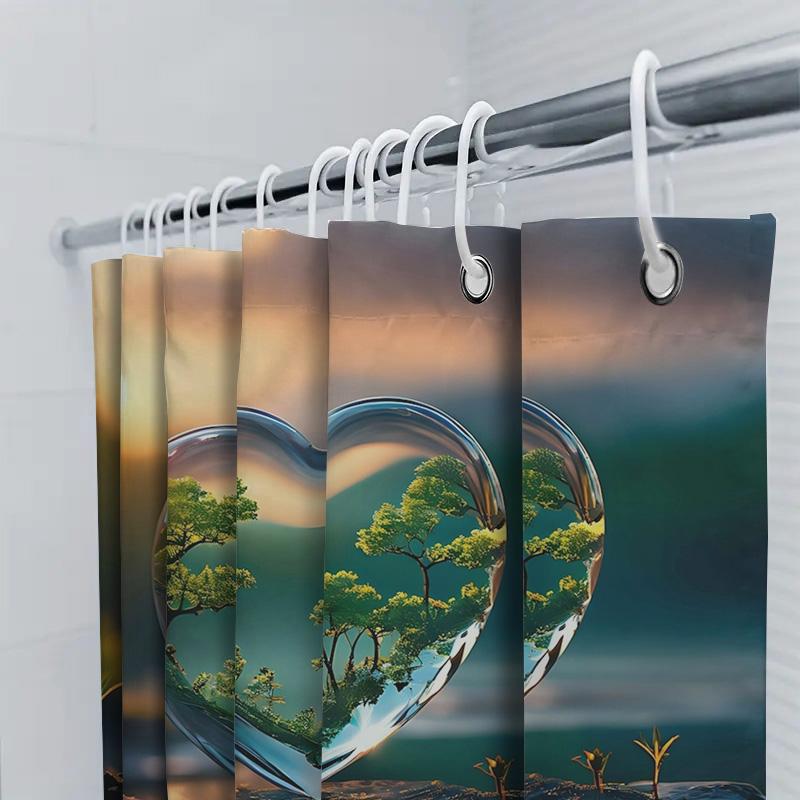 Heart-Shaped Landscape Waterproof Shower Curtain