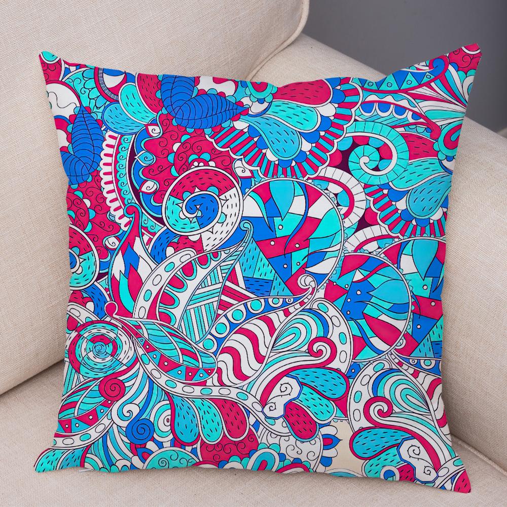 Bright Abstract Bohemian Floral Art Print Household Sofa Bedroom Decoration Pillow Cover Cushion Shell