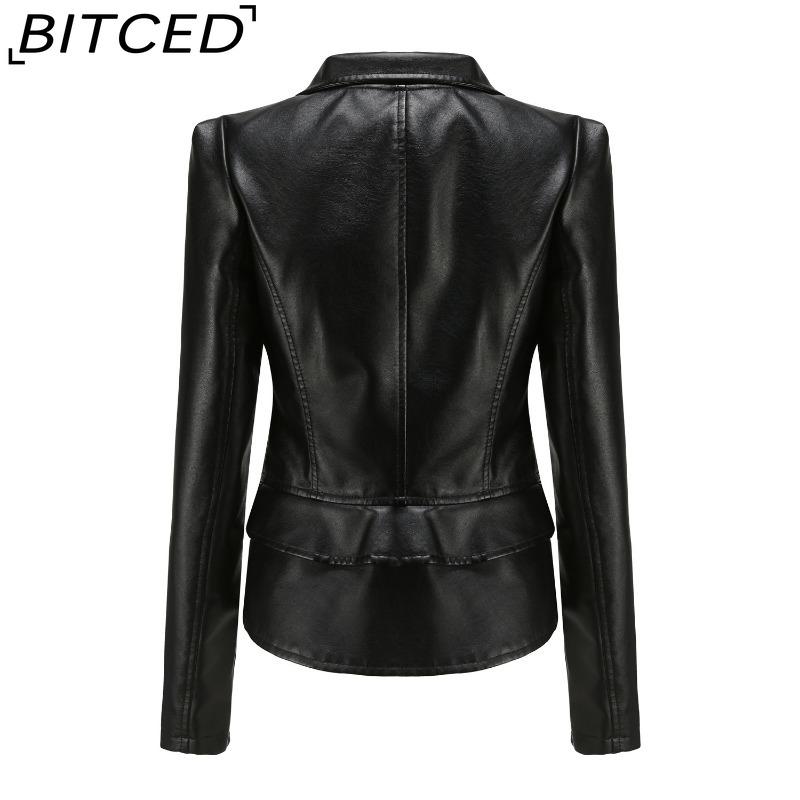 BITCED Women's Leather Jacket with Detachable Hem Spring/Autumn Coat Fashionable Casual Jacket