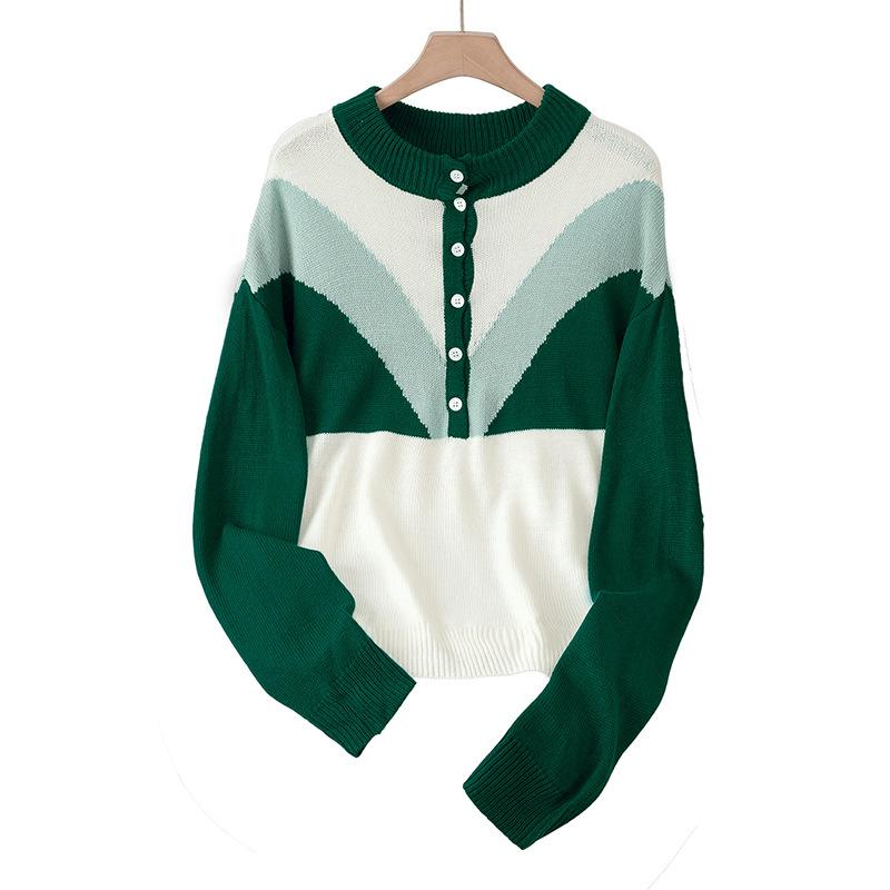 2025 Herbst und Winter Neuer Lässiger Lockerer Langärmliger Strickpullover mit Halber Knopfleiste für Damen