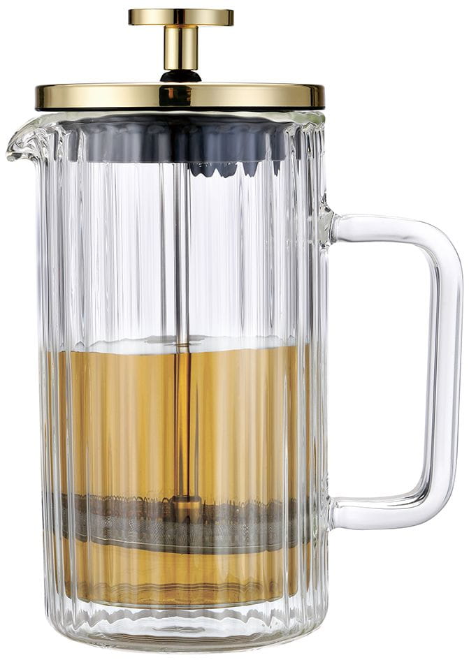 Zaparzacz do kawy herbaty szklany 350ml French Press złoty KLAUSBERG KB-7759