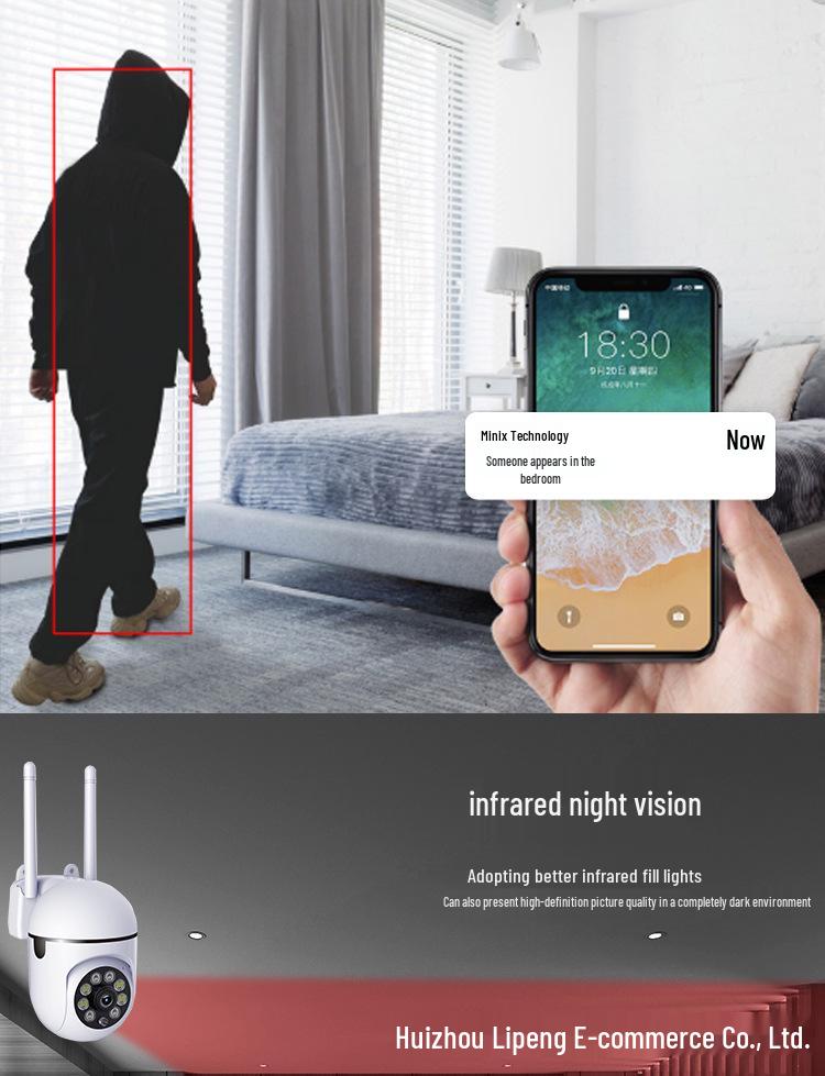 360° Rotating HD Night Vision Outdoor WiFi Camera with Remote App Monitoring