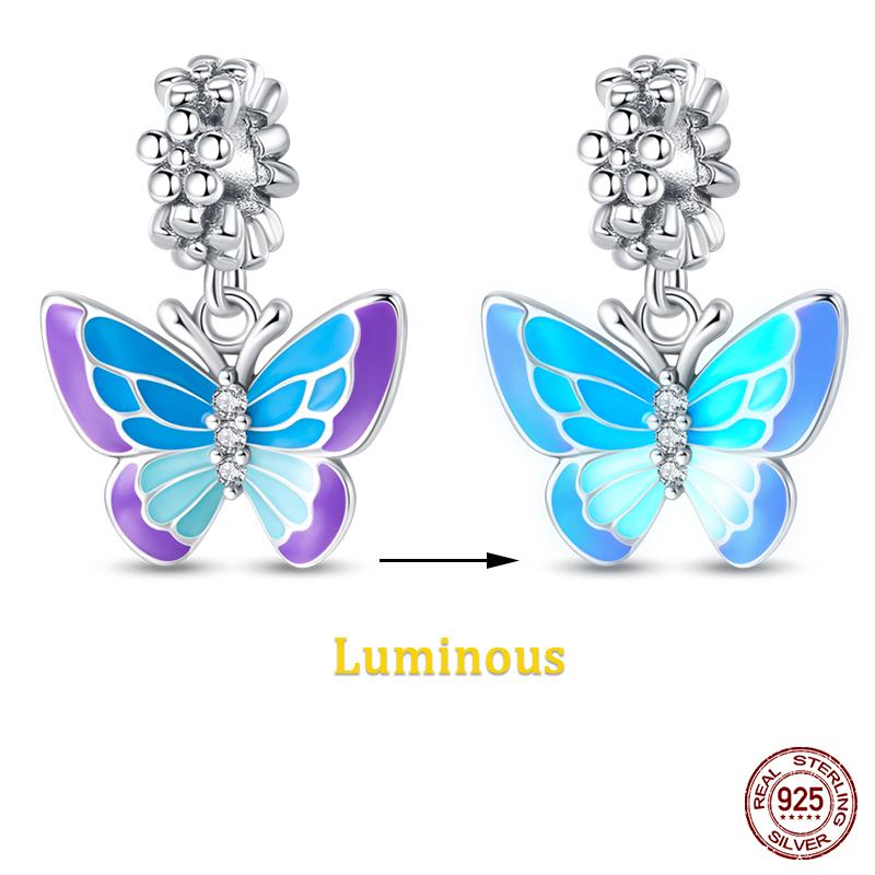 New Copper Glow In The Dark Butterfly Cat Paw Heart Charms Beads Pendant Fit Qikaola Original Bracelets Diy Jewelry