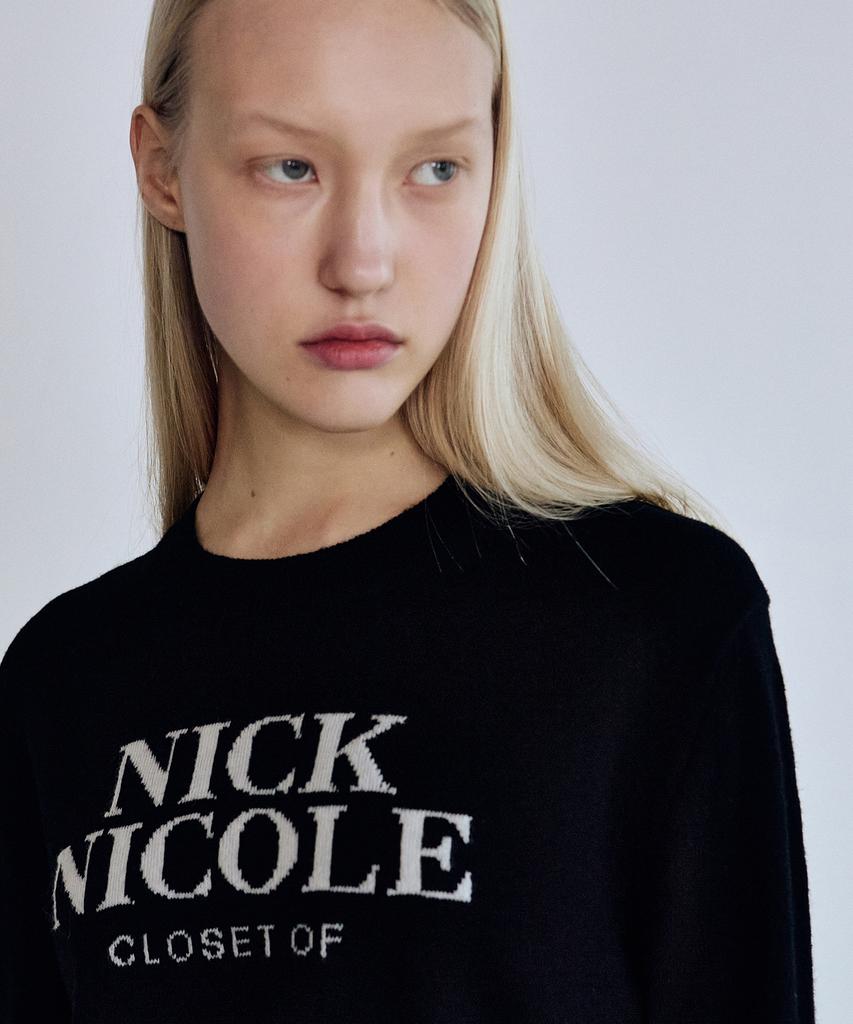 Nigaennikol Cashmere Nicole Logo Crop Jacquard Knit_Black
