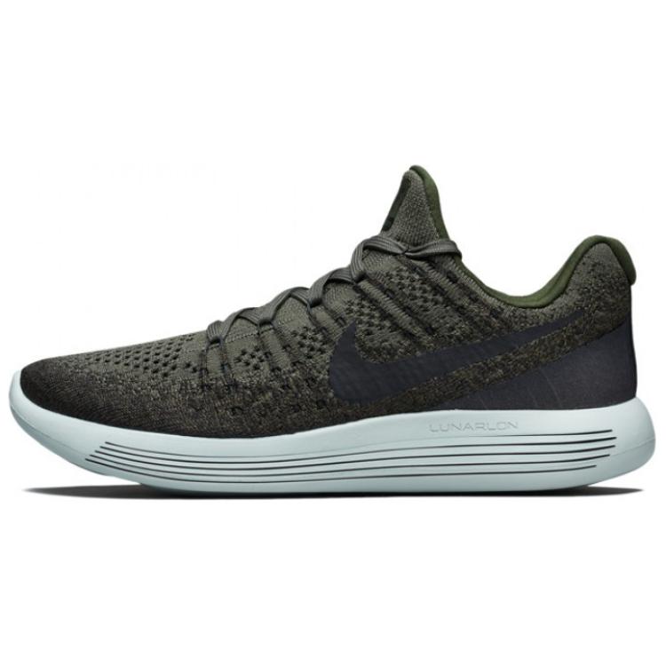 Nike LunarEpic Flyknit 2 Comfortable Thick Sole Shock Absorption Durable Low Top Casual Running Shoes Men Sneaker Gray Green 863779-303