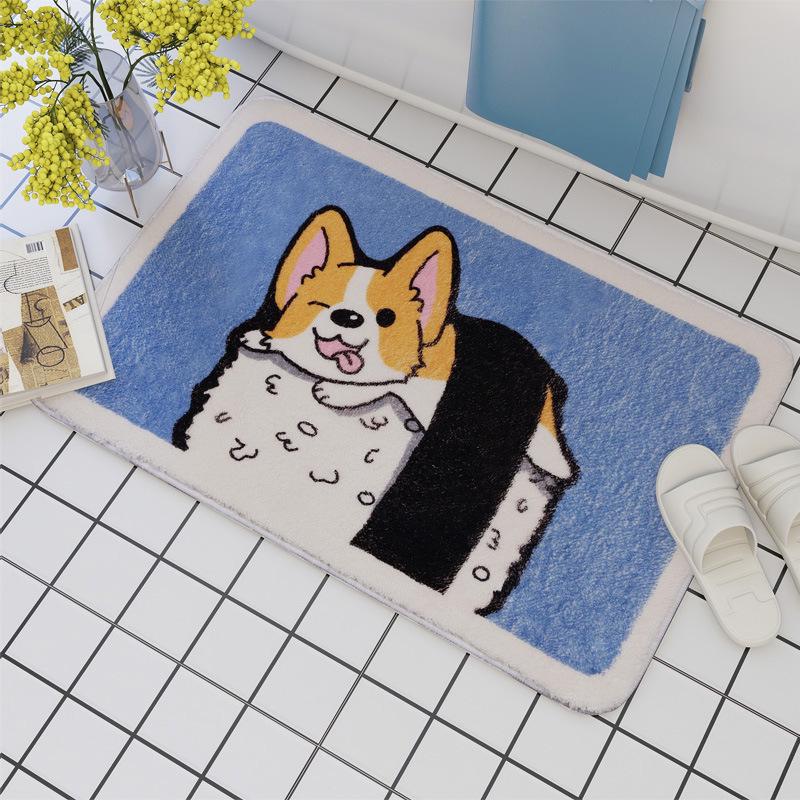 Badezimmer Anti-Rutsch Fleece Bodenmatte - Niedliche Haushalts Handtuch-Textur Türmatte für Toilette und Eingang