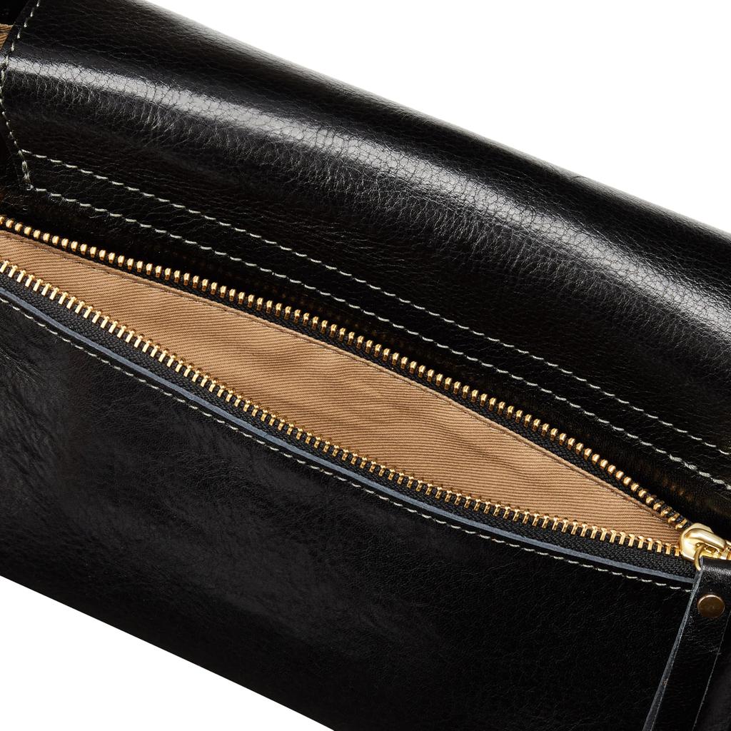 Zeha Leather Shoulder Bag, Lightweight, Multifunctional, Compact, Made in Japan, Himeji Leather, 290-9901, Black