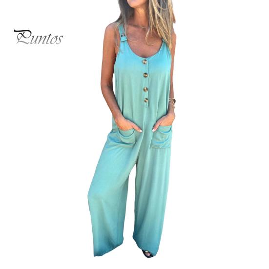 

Летний женский комбинезон с V-образным вырезом, без рукавов, свободный, широкий, с пуговицами, однотонный, глубокий комбинезон с боковыми карманами, повседневная домашняя одежда для отпуска XXL небесно-голубой