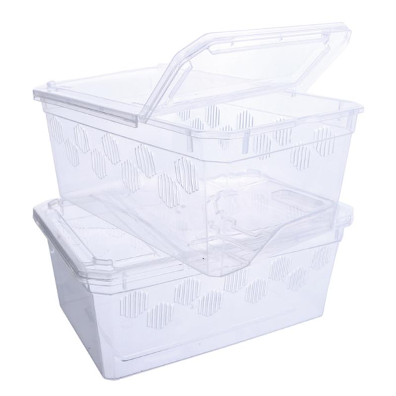 1 Pc Transparent Reptile Vivarium with Balcony - Plastic Breeding Box for Insects, Spiders, Tortoises & Lizards