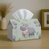 1pc Tissue Box Holder Featuring an Adorable Pastel Minimalist Design with a Hippo Animal Pattern Illustration, Made from Durable Polyester, Perfect Fo