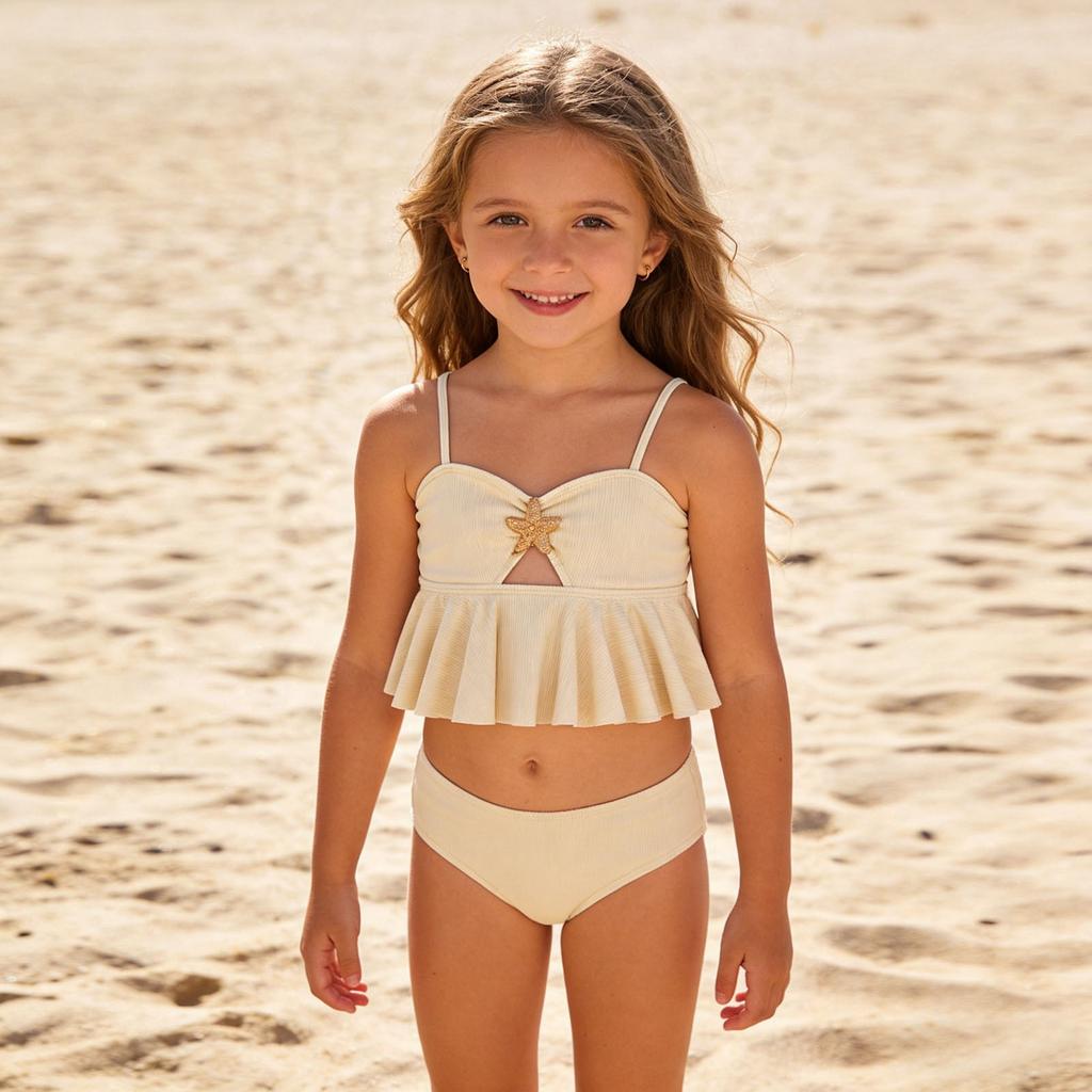 Dziewczęcy dwuczęściowy zestaw kąpielowy Top Tankini z akcentem rozgwiazdy i dołem Kostium kąpielowy dla dzieci Odzież plażowa Letni strój kąpielowy