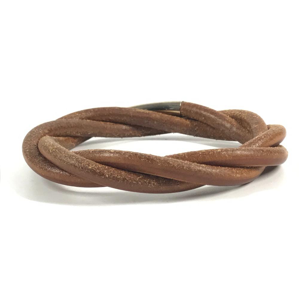 Hermes Tornado Breath Accessory Jewelry Bracelet Leather Brown/SilverHardware