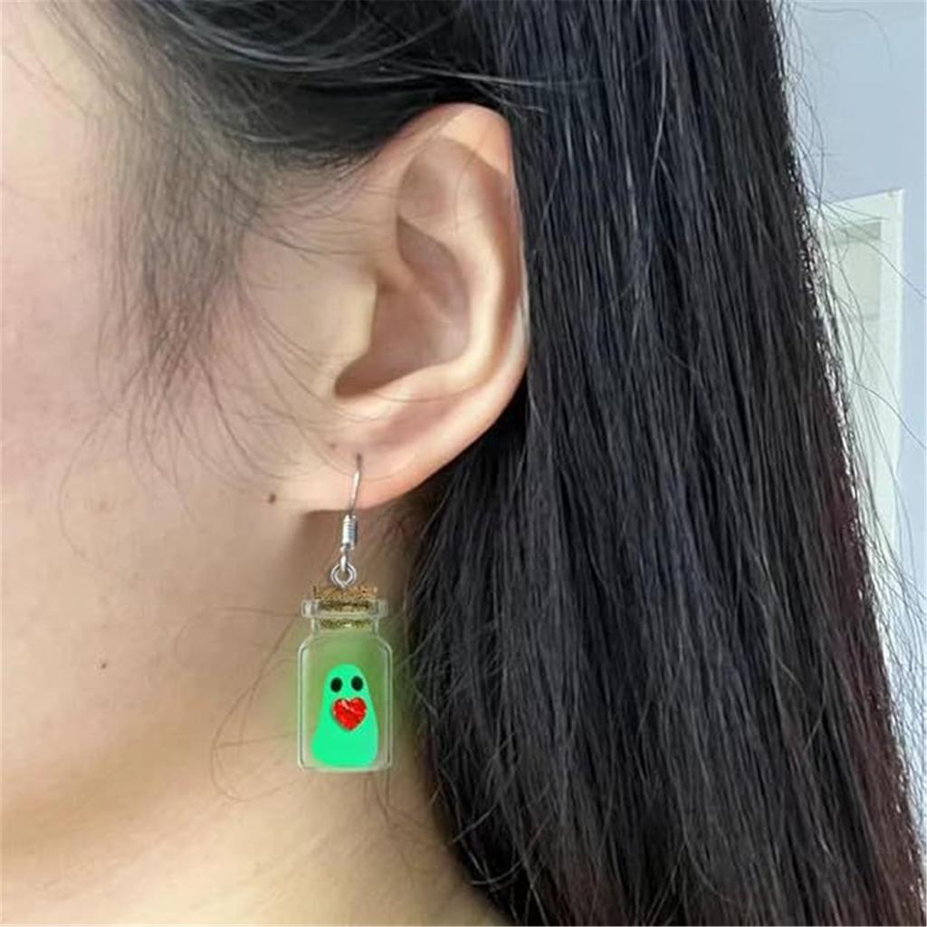 Stylish Glowing Bottle Earrings Unique Sturdy Resin Crafted Jewelry for Women's Halloween Christmas Festivities