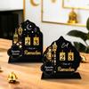 Schwarz-Gold Ramadan Countdown Kalender mit Holzsockel DIY Adventskalender Ersatz Acryl Schreibtischornament Geschenk