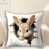 2D Effect Easter Bunny Pillow Cover Cute Peeking Rabbit Print Soft Cozy For Sofa Bed Living Room Spring Easter Decor Gifts
