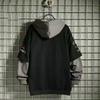 Spring Autumn Men's Sweater Retro Hooded Print Sweatshirt Loose Hoodie Fleece Padded Jacket