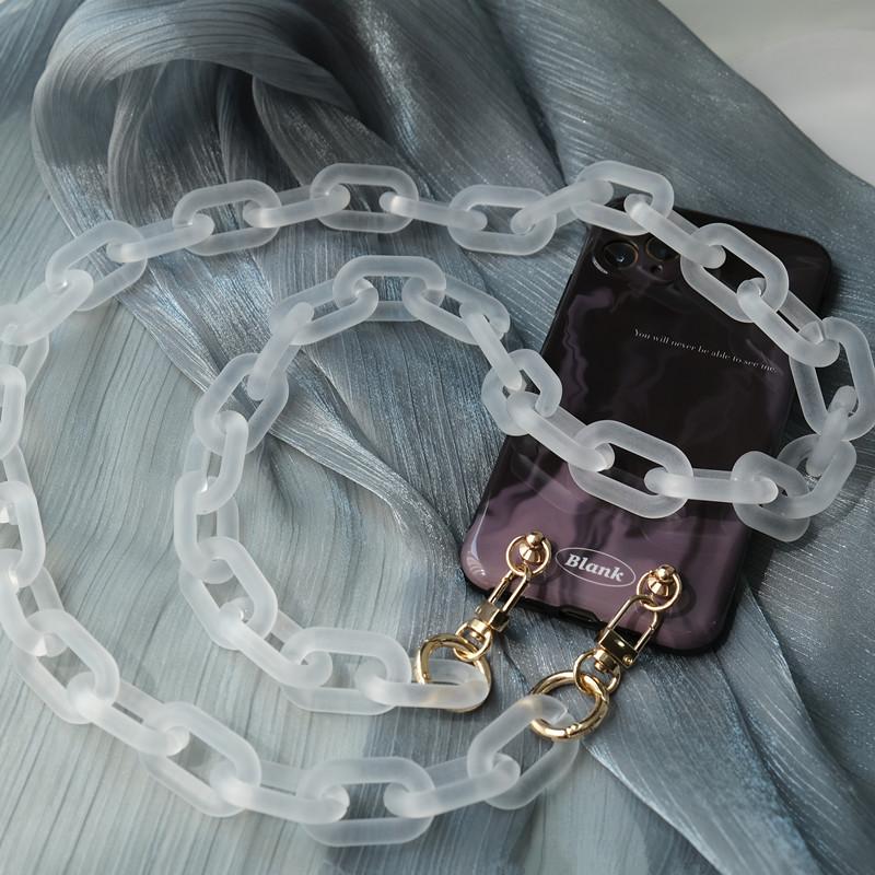 New Phone Accessory Detachable Parts Chain Matte White Crossbody Resin Luxury Strap Phone Case Chains Candy Neon Acrylic Shoulder Chain