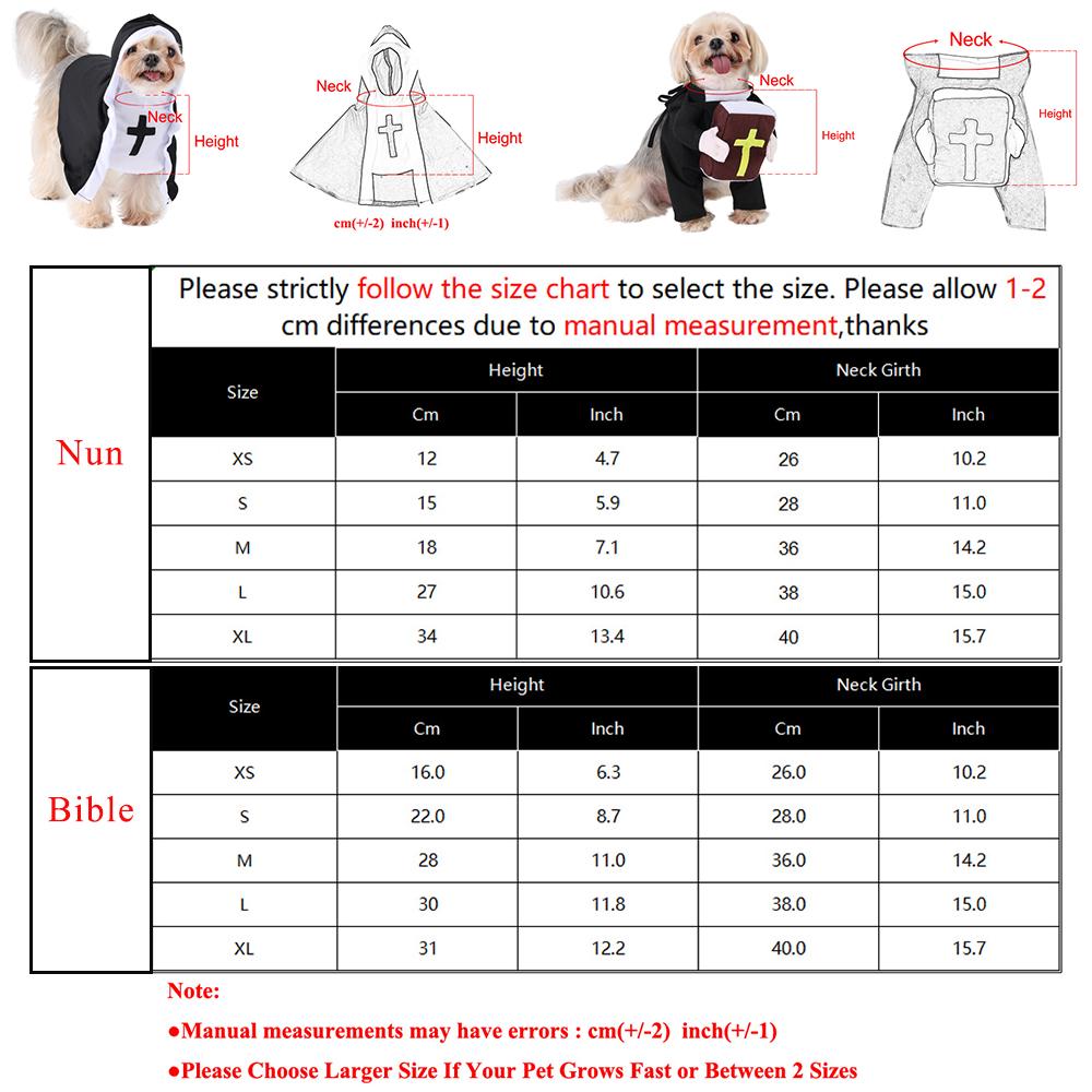 Funny Halloween Costume for Small Large Dogs Cats Nun Clothes Dog Priest Cosplay Apparel Breathable Pet Puppy Festival Dress Up