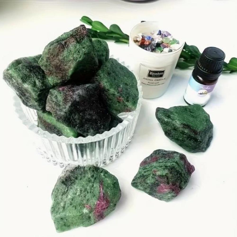 Natural Ruby Zoisite Raw Stones Reiki Healing Crystal Red Green Treasure Gem Aromatherapy Stone Diffuser Meditation For Gift