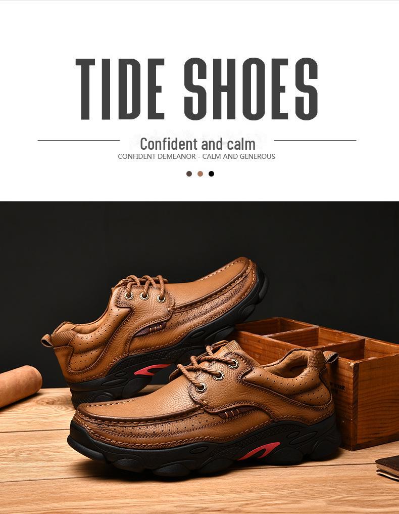 Scarpe Casual da Uomo in Vera Pelle - Suola Morbida, Business Casual, Stile Papà di Mezza Età, Design Slip-On