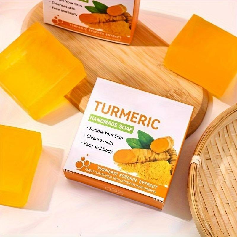 Sapone naturale all'olio essenziale di curcuma e zenzero, saponetta detergente idratante fatta a mano per tutti i tipi di pelle, 80 g